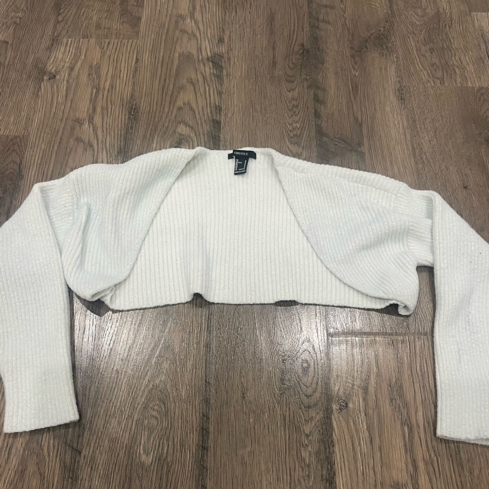 Forever 21 White Shrug Sweater with Bolero Design